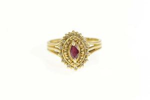 14K Marquise Ruby Diamond Halo Engagement Ring Size 6.25 Yellow Gold