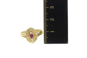 14K Marquise Ruby Diamond Halo Engagement Ring Size 6.25 Yellow Gold