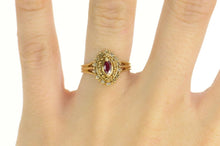 Load image into Gallery viewer, 14K Marquise Ruby Diamond Halo Engagement Ring Size 6.25 Yellow Gold