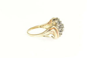 10K 1.00 Ctw Diamond Cluster Curvy Statement Ring Size 10.5 Yellow Gold