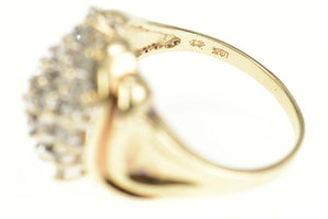 10K 1.00 Ctw Diamond Cluster Curvy Statement Ring Size 10.5 Yellow Gold
