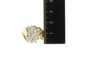 10K 1.00 Ctw Diamond Cluster Curvy Statement Ring Size 10.5 Yellow Gold