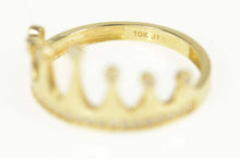 Load image into Gallery viewer, 10K Ornate Tiara Crown Princess Queen CZ Ring Size 7 Yellow Gold