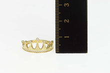 Load image into Gallery viewer, 10K Ornate Tiara Crown Princess Queen CZ Ring Size 7 Yellow Gold