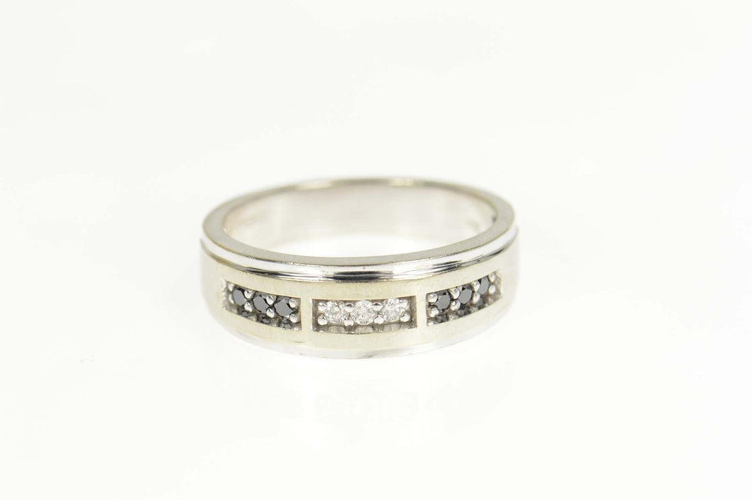 10K Diamond Sapphire Men's Wedding Band Ring Size 10 White Gold