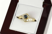 Load image into Gallery viewer, 14K Princess Sapphire Diamond Engagement Ring Size 9 Yellow Gold