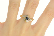 Load image into Gallery viewer, 14K Princess Sapphire Diamond Engagement Ring Size 9 Yellow Gold