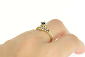 14K Princess Sapphire Diamond Engagement Ring Size 9 Yellow Gold