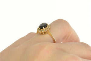 14K 1.93 Ctw Sapphire Diamond Halo Engagement Ring Size 7 Yellow Gold