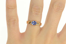 Load image into Gallery viewer, 18K 0.65 Ct Oval Tanzanite Solitaire Engagement Ring Size 6 Rose Gold