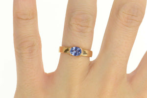 18K 0.65 Ct Oval Tanzanite Solitaire Engagement Ring Size 6 Rose Gold