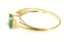 Load image into Gallery viewer, 14K Emerald Cut Syn. Emerald Diamond Accent Ring Size 8 Yellow Gold