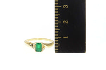 Load image into Gallery viewer, 14K Emerald Cut Syn. Emerald Diamond Accent Ring Size 8 Yellow Gold
