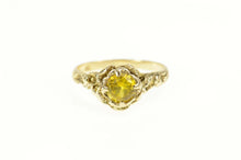 Load image into Gallery viewer, 10K Ornate Rose Flower Yellow Citrine Statement Ring Size 6.25 Yellow Gold