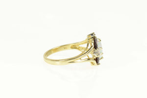 10K Ornate Syn. Opal Garnet Diamond Cocktail Ring Size 7 Yellow Gold