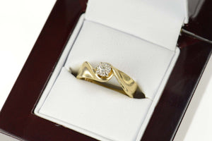 14K 0.15 Ct Diamond Solitaire Curve Engagement Ring Size 6.25 Yellow Gold