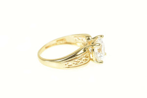 14K Solitaire Scroll Filigree Travel Engagement Ring Size 9 Yellow Gold