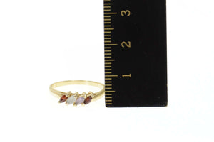 10K Marquise Garnet Blue Topaz Amethyst Ring Size 6.25 Yellow Gold
