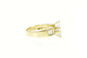 10K Marquise Baguette Accent Travel Engagement Ring Size 7 Yellow Gold