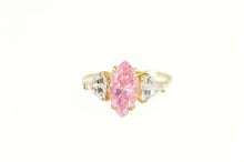Load image into Gallery viewer, 10K Marquise Trillion Pink &amp; White Cubic Zirconia Ring Size 8 Yellow Gold