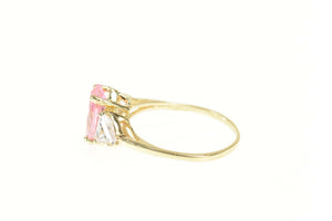 10K Marquise Trillion Pink & White Cubic Zirconia Ring Size 8 Yellow Gold