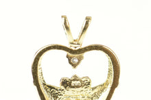 Load image into Gallery viewer, 14K Two Tone Claddagh Diamond Heart Love Pendant Yellow Gold