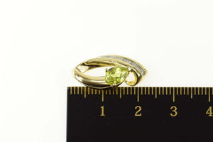 14K Pear Cut Peridot Diamond Accent Statement Pendant Yellow Gold