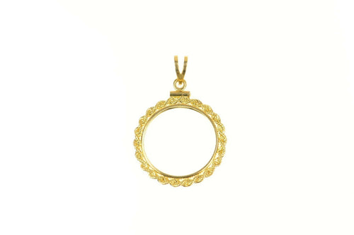 14K $3 Gold Coin Rope Trim Holder Bezel Pendant Yellow Gold