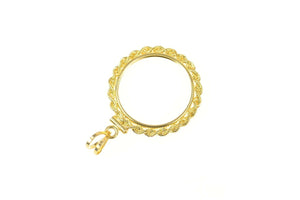 14K $3 Gold Coin Rope Trim Holder Bezel Pendant Yellow Gold