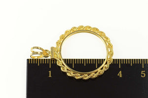14K $3 Gold Coin Rope Trim Holder Bezel Pendant Yellow Gold