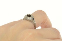 Load image into Gallery viewer, 18K Art Deco Filigree 4.75mm Engagement Setting Ring Size 7.5 White Gold