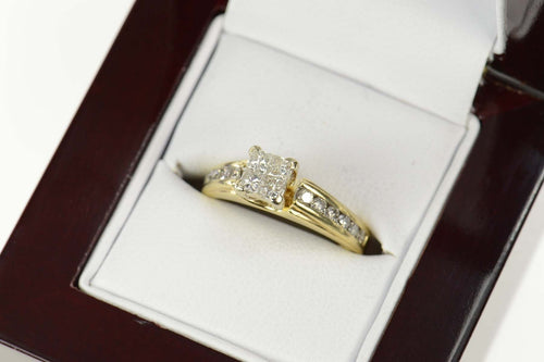 14K 0.76 Ctw Princess Diamond Engagement Ring Size 6.25 Yellow Gold