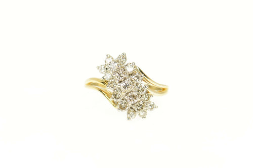 14K 1.05 Ctw Diamond Classic Bypass Cluster Ring Size 5.25 Yellow Gold