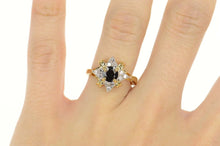Load image into Gallery viewer, 14K Natural Sapphire Cluster Accent Halo Ring Size 7 Yellow Gold