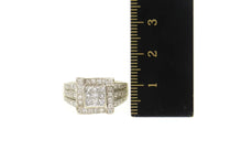 Load image into Gallery viewer, 14K 0.75 Ctw Squared Diamond Cluster Engagement Ring Size 8 White Gold