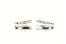 Load image into Gallery viewer, 14K 0.35 Ctw Diamond Channel Curved Semi Hoop Earrings White Gold