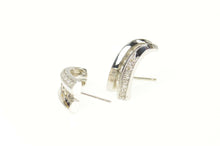 Load image into Gallery viewer, 14K 0.35 Ctw Diamond Channel Curved Semi Hoop Earrings White Gold