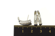 Load image into Gallery viewer, 14K 0.35 Ctw Diamond Channel Curved Semi Hoop Earrings White Gold
