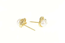 Load image into Gallery viewer, 14K Classic Pearl Diamond Accent Stud Earrings Yellow Gold