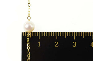 14K Pearl Fringe Tassel Dangle Chain Link Necklace 18" Yellow Gold