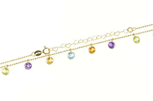 14K Amethyst Citrine Topaz Garnet Fringe Chain Necklace 16-18