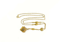 Load image into Gallery viewer, 14K Victorian Rose Cut Diamond Squared Drop Necklace 16.75&quot; Yellow Gold