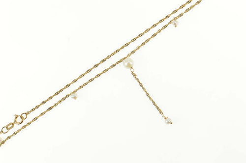 10K Classic Pearl Drop Retro Statement Chain Necklace 16.75