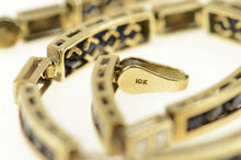 Load image into Gallery viewer, 10K Natural Sapphire Diamond Accent Bar Link Bracelet 7&quot; Yellow Gold