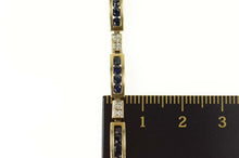 Load image into Gallery viewer, 10K Natural Sapphire Diamond Accent Bar Link Bracelet 7&quot; Yellow Gold
