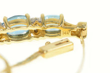 Load image into Gallery viewer, 14K Blue Topaz Diamond Herringbone Tennis Bracelet 6&quot; Yellow Gold