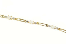 Load image into Gallery viewer, 10K Natural Opal Diamond Accent Bar Link Bracelet 6.75&quot; Yellow Gold