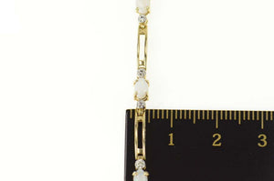 10K Natural Opal Diamond Accent Bar Link Bracelet 6.75" Yellow Gold