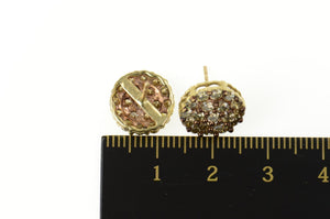 10K 2.28 Ctw Fancy Brown Diamond Cluster Stud Earrings Yellow Gold