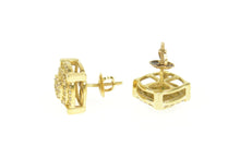 Load image into Gallery viewer, 10K 1.12 Ctw Squared Diamond Cluster Stud Earrings Yellow Gold